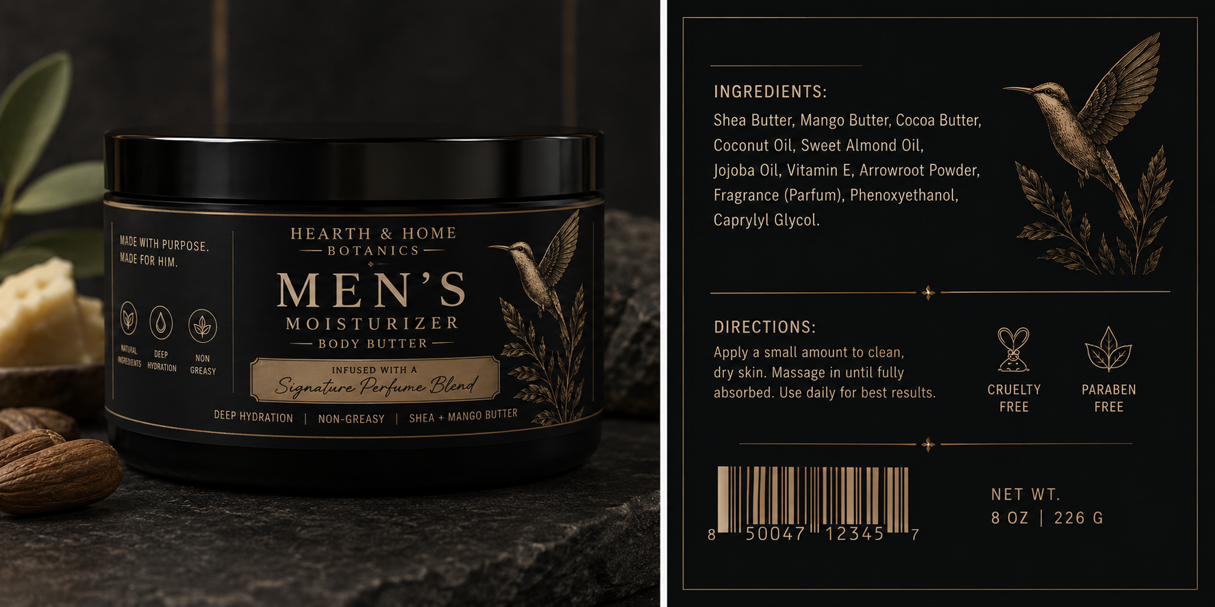 Hearth & Home Botanics Men’s Moisturizer Body Butter – Signature Perfume Blend