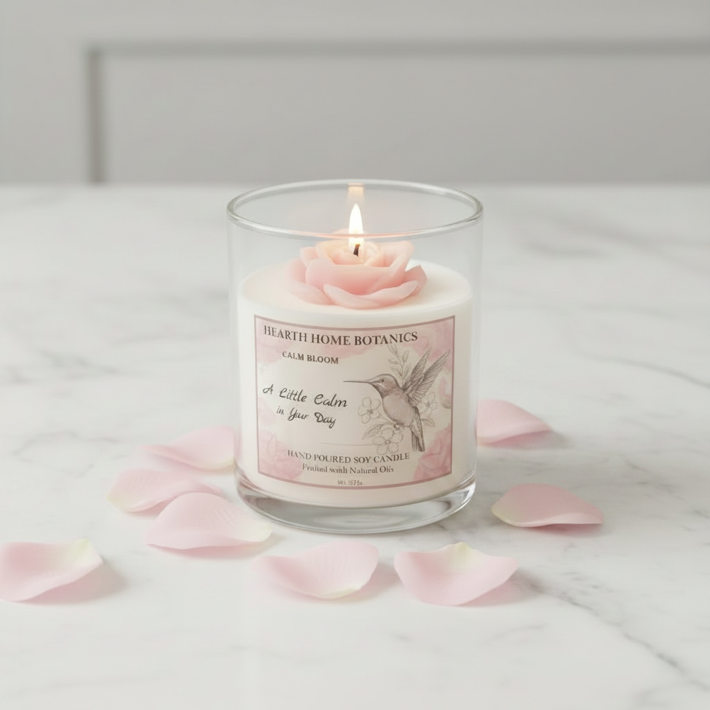 Hearth Home Botanics Luxury Soy Candle – Calm Bloom Collection, 7 oz